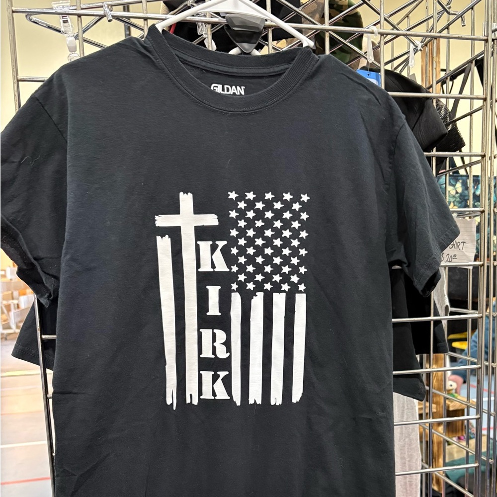 Gildan Black Tee with Cross and Stars Design
